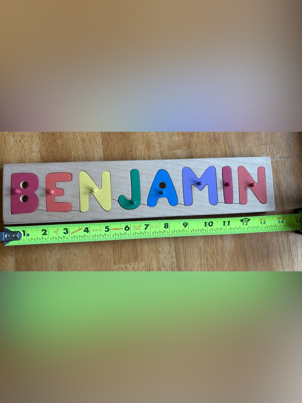 Wooden Alphabet Peg Name Puzzle - Multicolor Letter Set for Kids - Picture 6 of 6